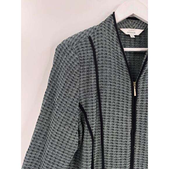 Exclusively Misook Knit Sweater Jacket Womens Large Blue Black Full Zip Cardigan - Picture 6 of 16